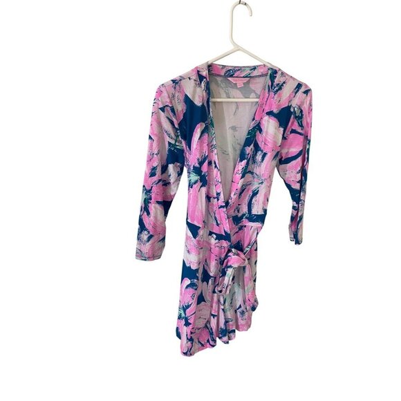 Lilly Pulitzer Women's Karlie Wrap Romper In Tidal Wave - Small - Picture 1 of 13